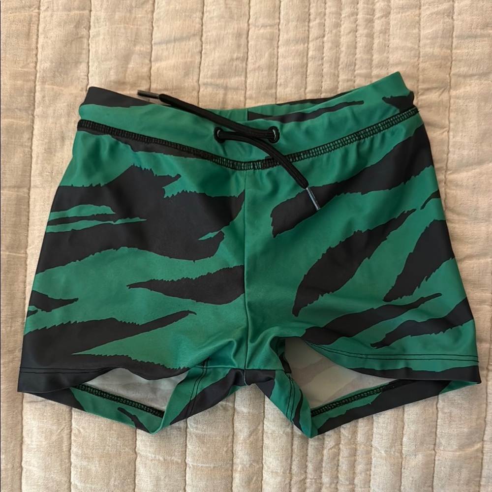 Mini Rodini Green and Black Kids Swim Trunks